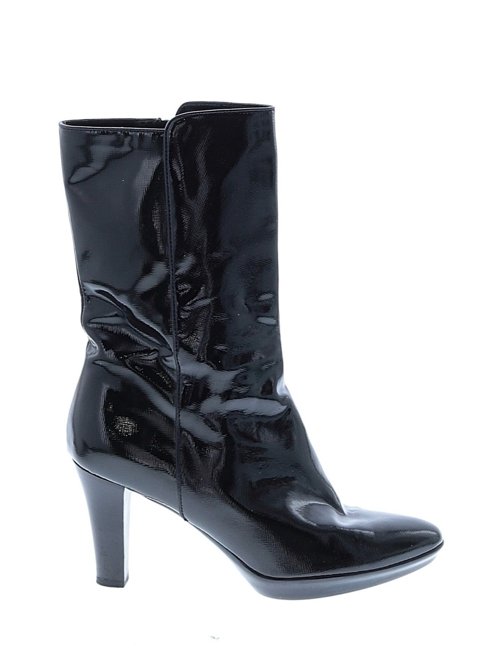 Aquatalia Black Patent Mid-Calf Zip Boots